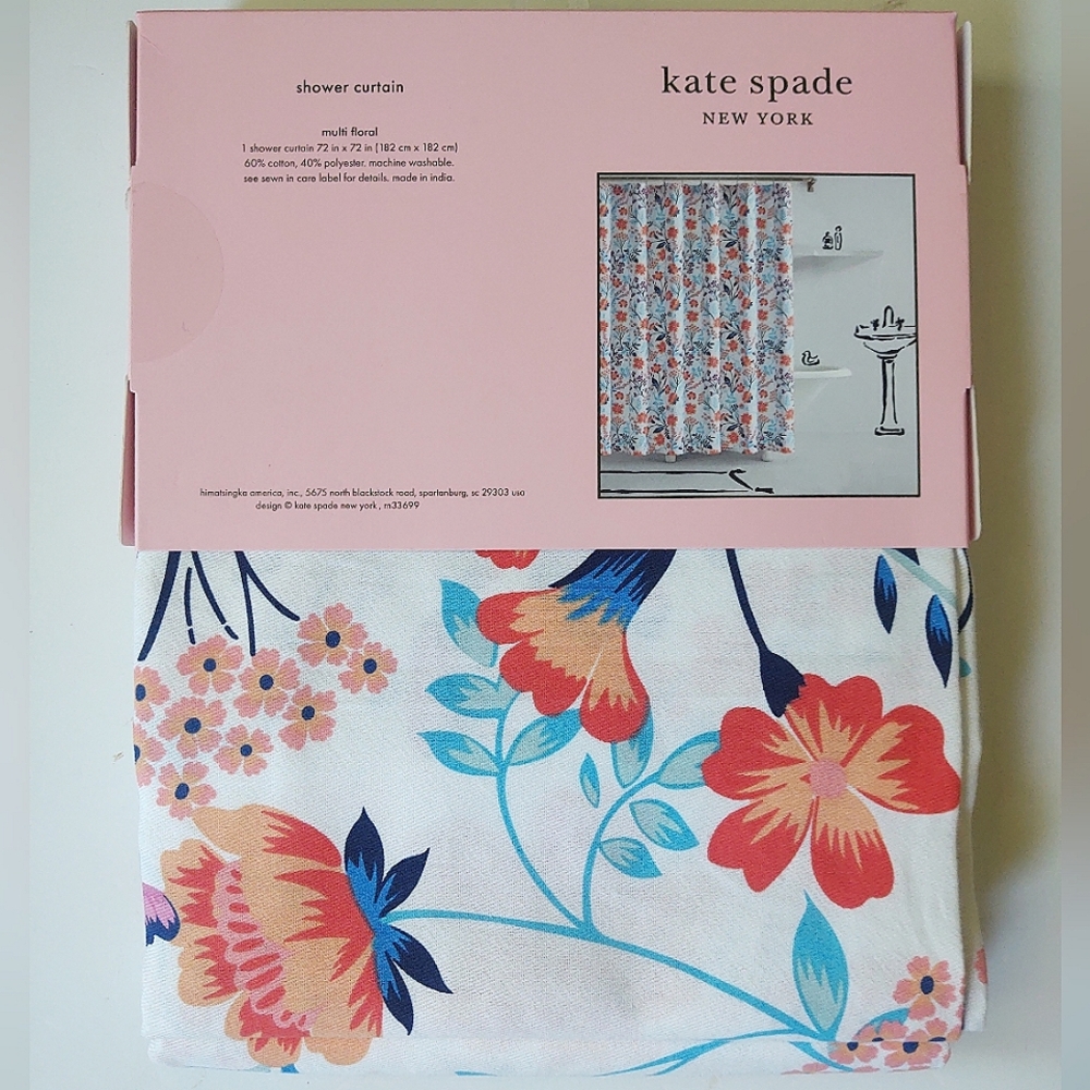 🎁Kate Spade New York Multi Floral Shower Curtain - 72" x 72"